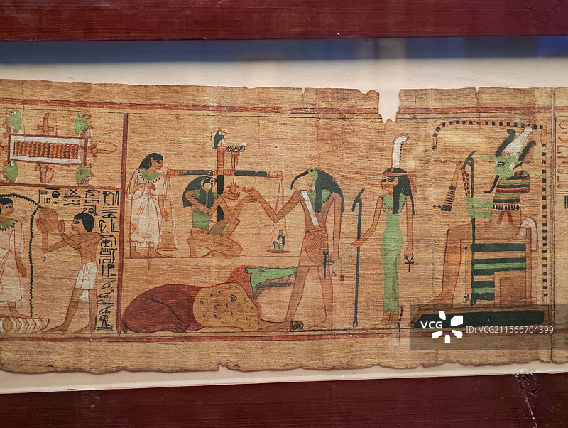 上海博物馆古埃及文明大展古埃及壁画风格人物仪式场景展示图片素材