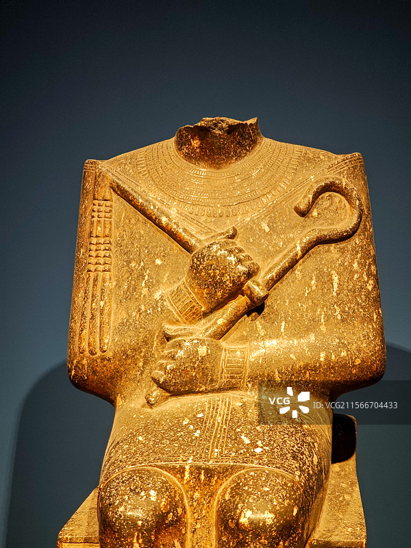 上海博物馆古埃及文明大展断首坐像雕像特写图片素材