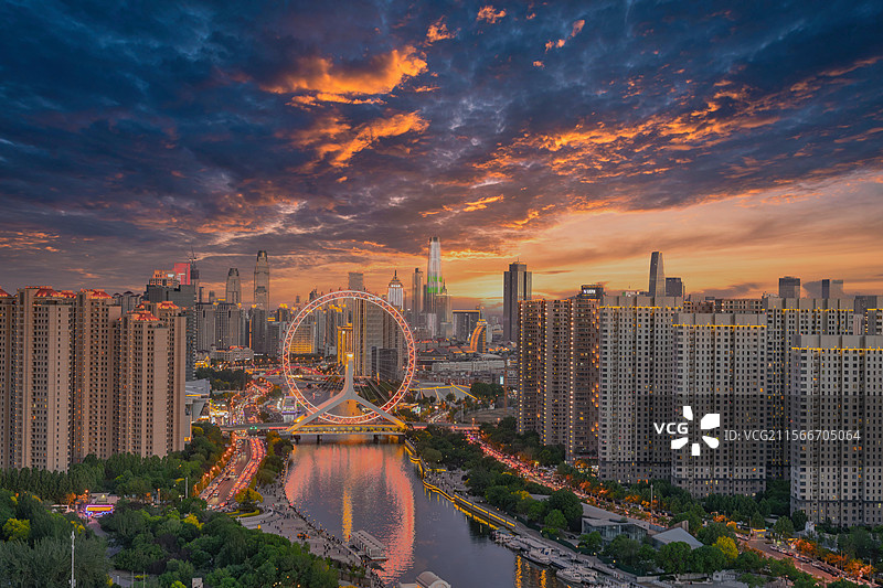 天津地标建筑物-天津之眼图片素材