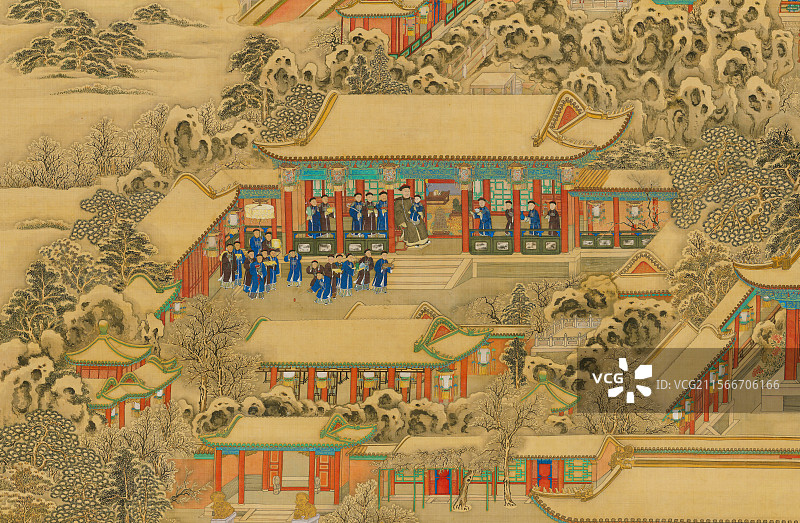 清代绘画，万国来朝图卷图片素材