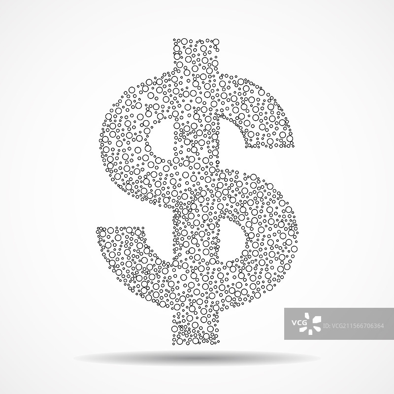 白色背景上孤立的带点美元符号图片素材