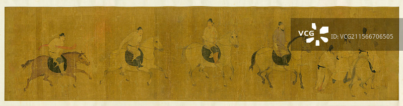 中国绘画艺术品，宋代，佚名，游骑图卷图片素材