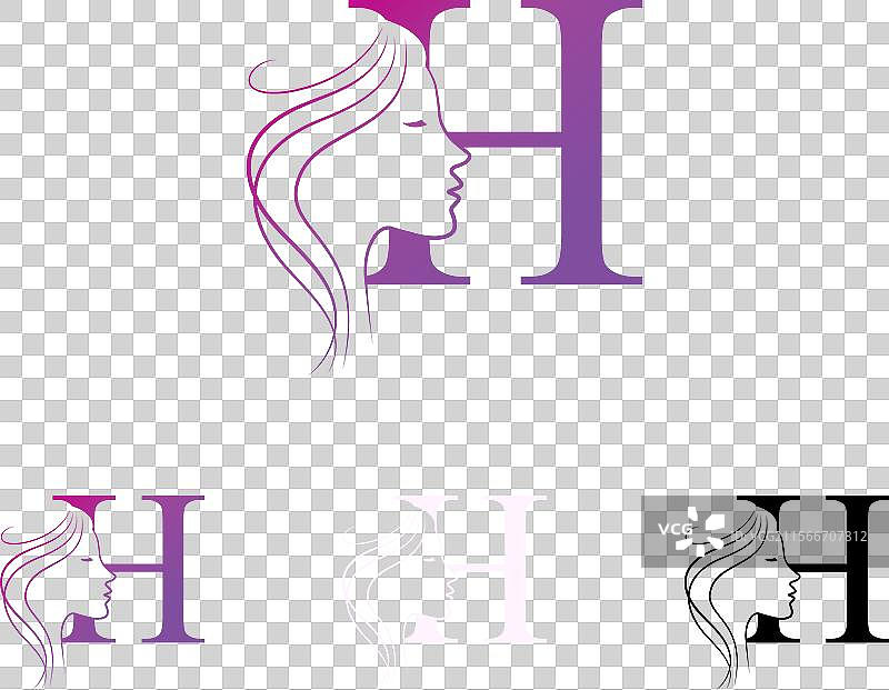 字母H美容面孔发型沙龙标志设计图片素材
