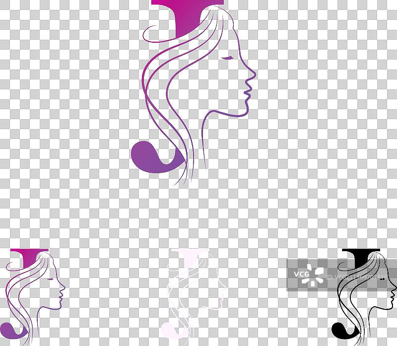 字母J美容面孔发型沙龙标志设计图片素材