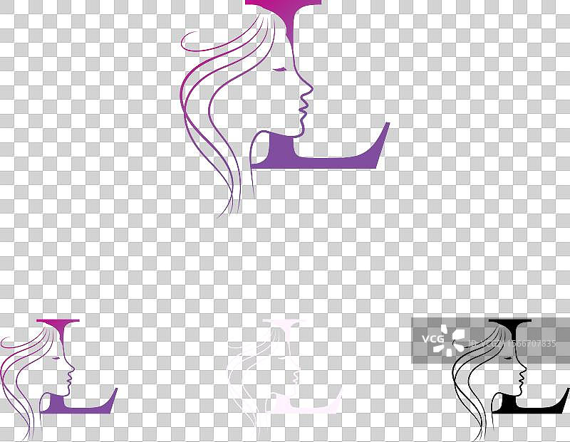 字母L美容面孔发型沙龙标志设计图片素材