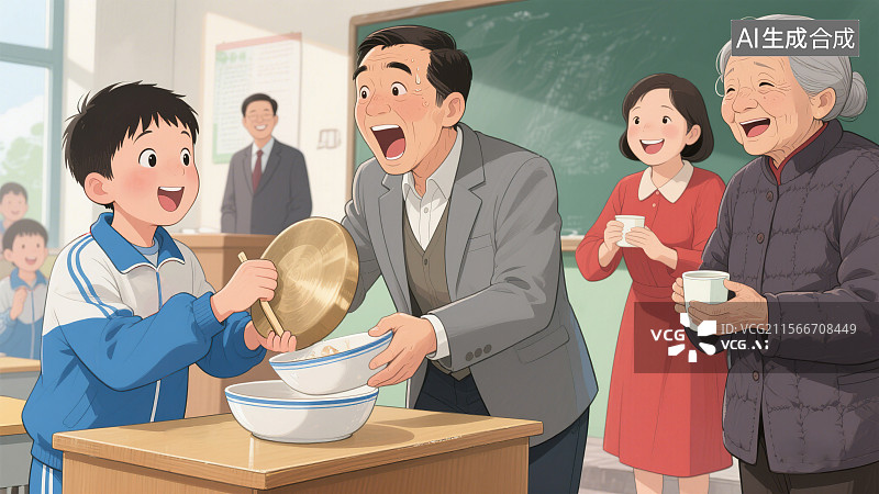 【AI数字艺术】联欢会上的惊喜 中小学生儿童节跨年新年家长孩子家庭亲子校园联谊班级活动 教室内联欢庆祝场景欢乐氛围图片素材