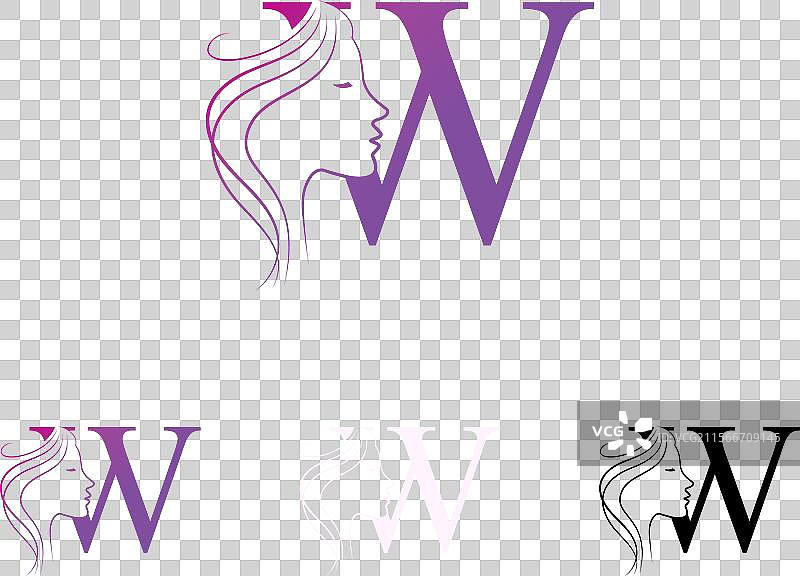 W字母美容面孔发型沙龙标志设计图片素材