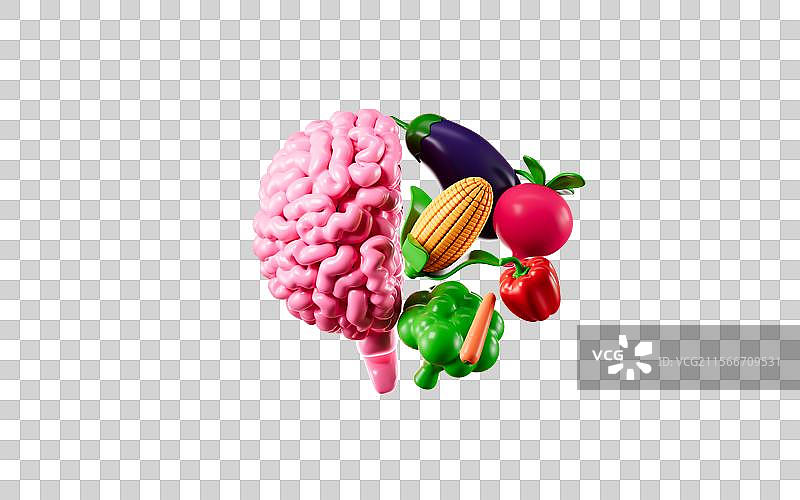 健康饮食和大脑发育创意图3D渲染图片素材