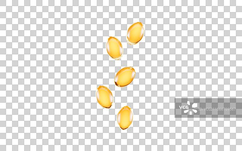 金色鱼油药物模型3D渲染图片素材