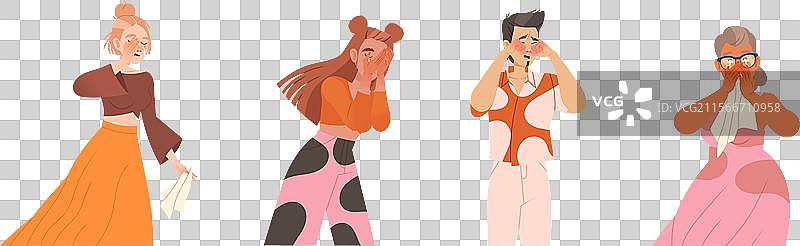 男人和女人角色在哭泣和流泪图片素材