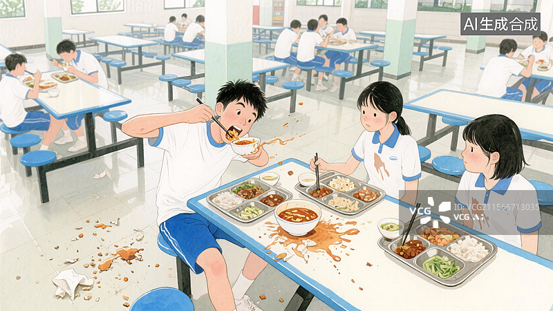 【AI数字艺术】安全教育食堂的“风云人物”插画图片素材