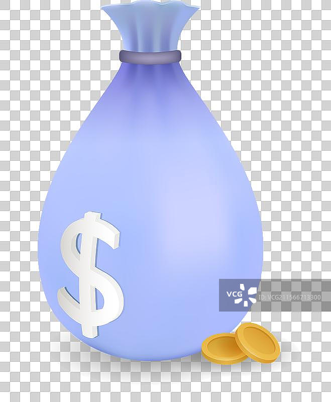 装有金钱和黄金的袋子的3D渲染图图片素材