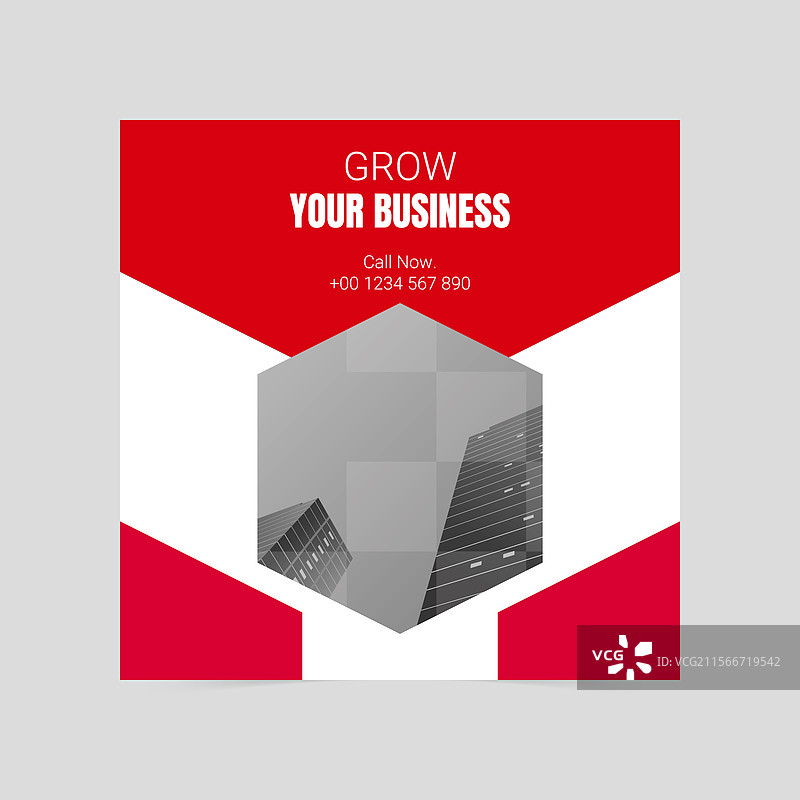 红色现代风格的社交媒体封面，助力您的业务增长图片素材