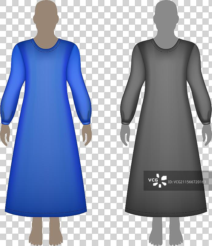 时尚女性裙装轮廓光头剪影图片素材