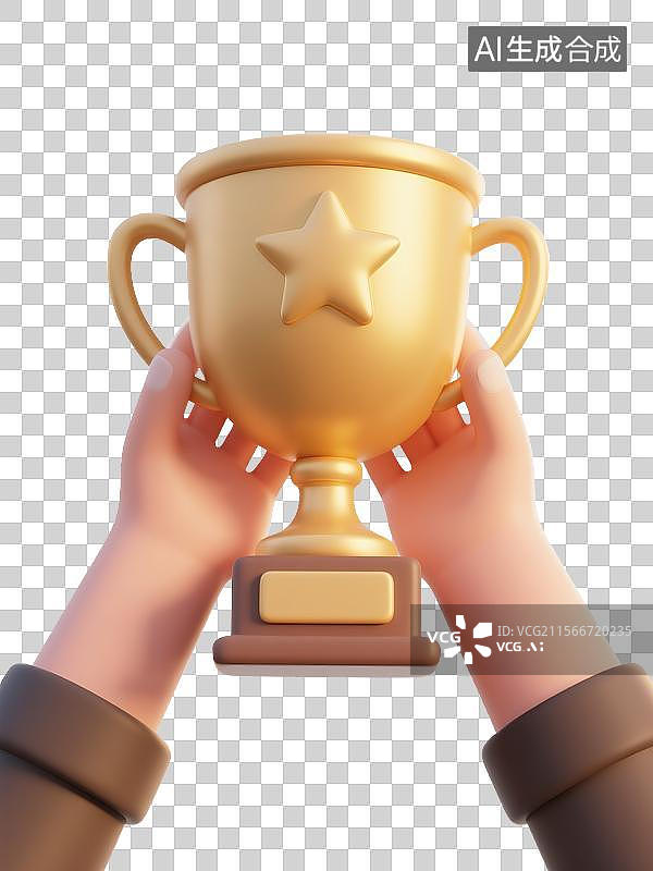 【AI数字艺术】3D奖杯图标图片素材