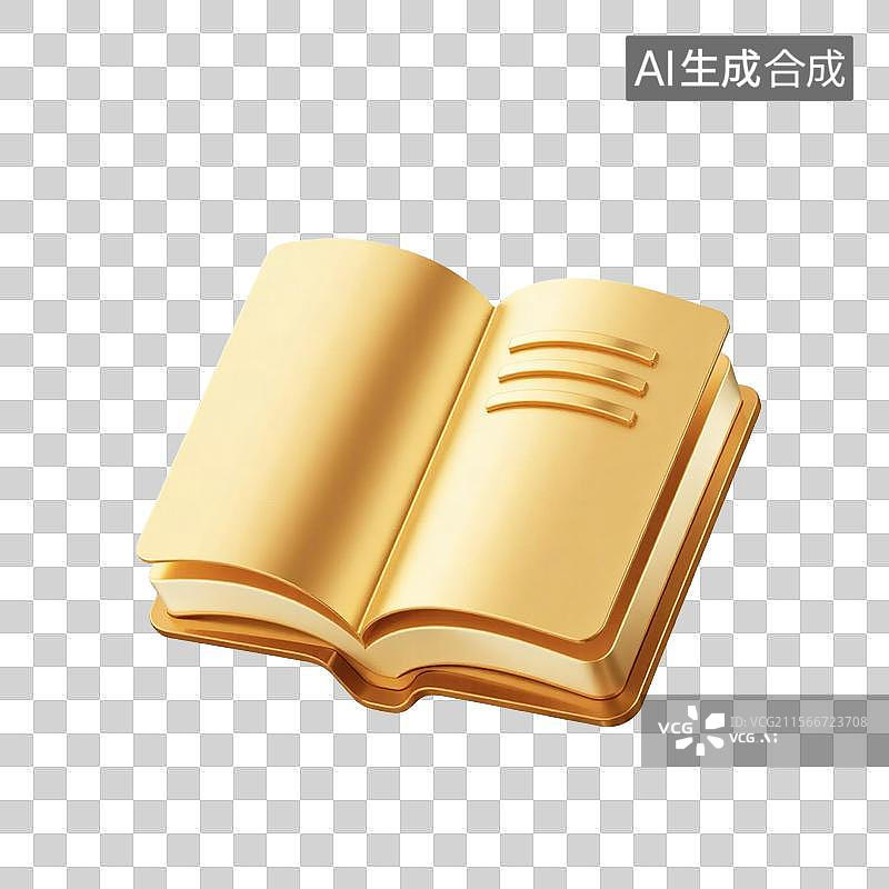 【AI数字艺术】3D金色书本图标图片素材