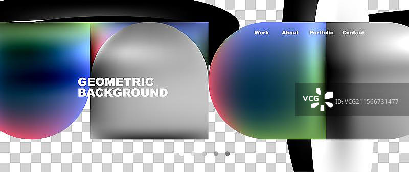 几何抽象玻璃效果，带有圆形和图片素材