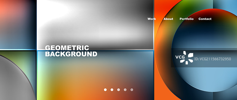 几何抽象玻璃效果，带有圆形和图片素材