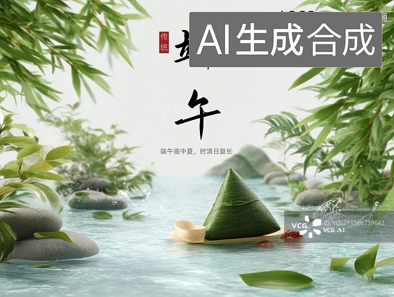 【AI数字艺术】端午节粽子龙舟国风海报图片素材