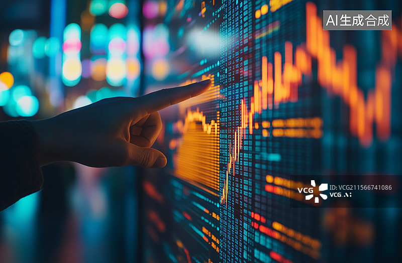 【AI数字艺术】手指和经济图表背景图片素材