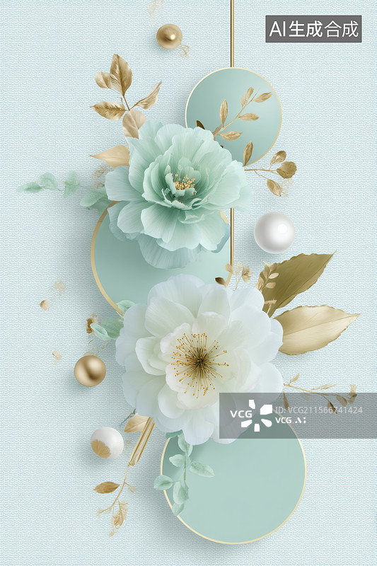 【AI数字艺术】国风山水意境三维插画背景图片素材