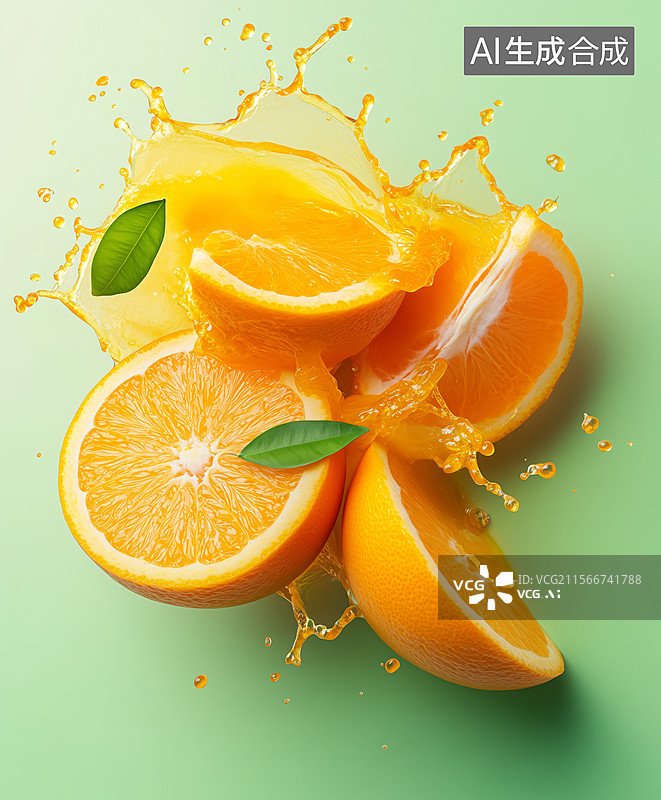【AI数字艺术】橙子橙汁水果图片素材