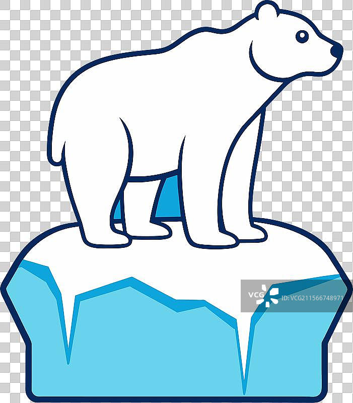 一只北极熊站在小冰山上，象征着图片素材