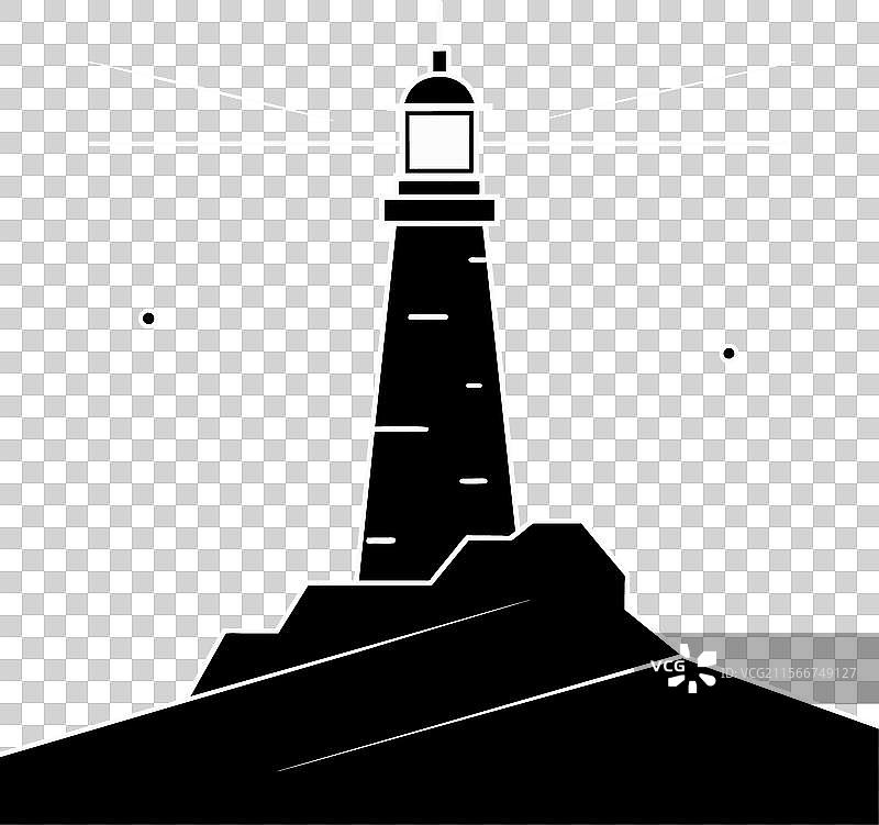 灯塔矗立在岩石悬崖上图片素材