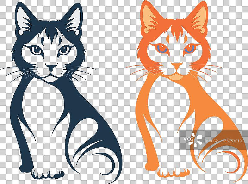 猫的剪影图标和标志，适合所有猫爱好者图片素材