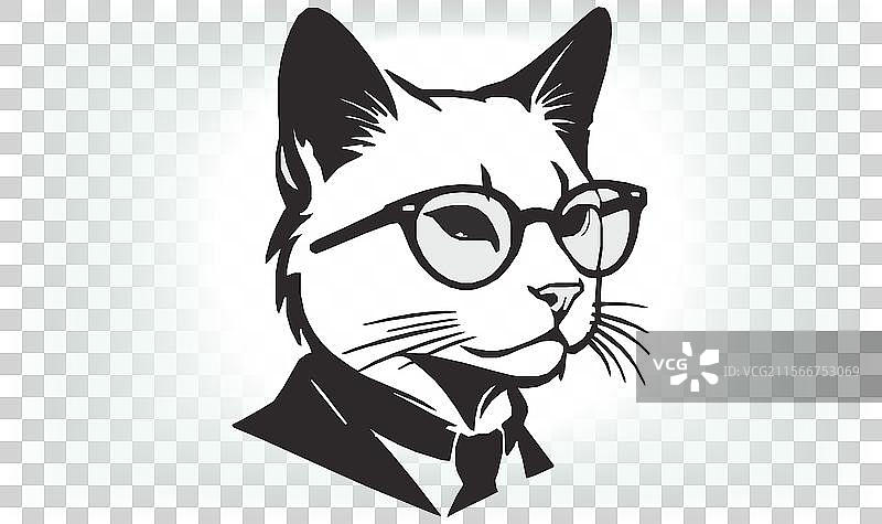 猫的剪影图标和标志，适合所有猫爱好者图片素材