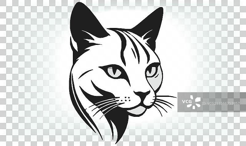 猫的剪影图标和标志，适合所有猫爱好者图片素材