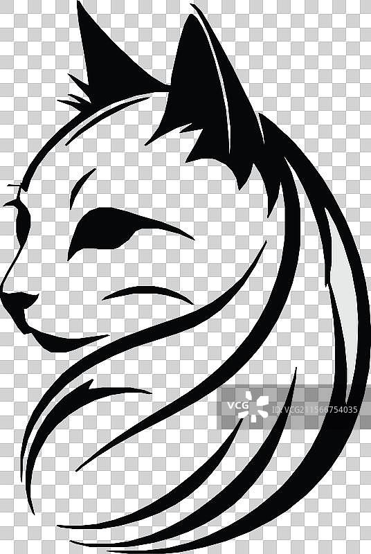 猫的剪影图标和标志，适合所有猫爱好者图片素材