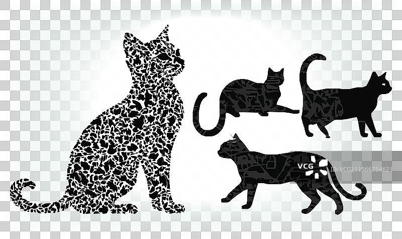 猫的剪影图标和标志，适合所有猫爱好者图片素材