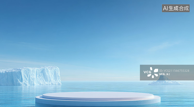 【AI数字艺术】冰山与海洋的宁静景象图片素材