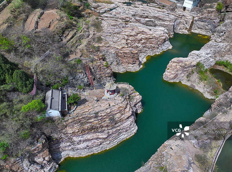 河南省安阳市林州红旗渠青年洞风景区航拍图片素材