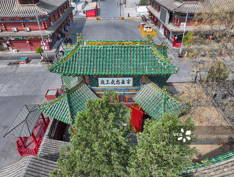 河南省安阳市汤阴县岳飞庙航拍图片素材
