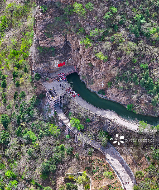 河南省安阳市林州红旗渠青年洞风景区航拍图片素材