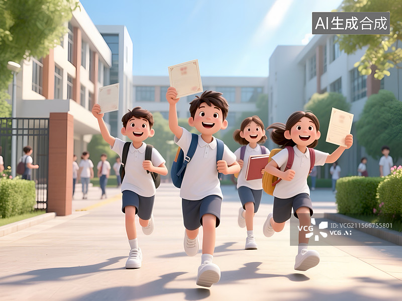 【AI数字艺术】初中生高中生毕业录取喜悦场景图片素材