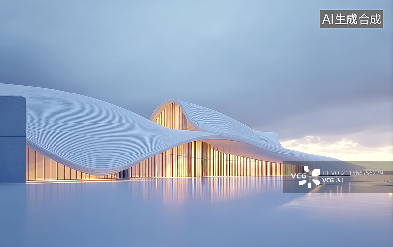 【AI数字艺术】现代建筑的流线型设计图片素材