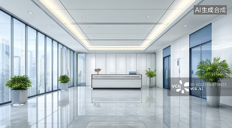 【AI数字艺术】现代办公室大堂图片素材