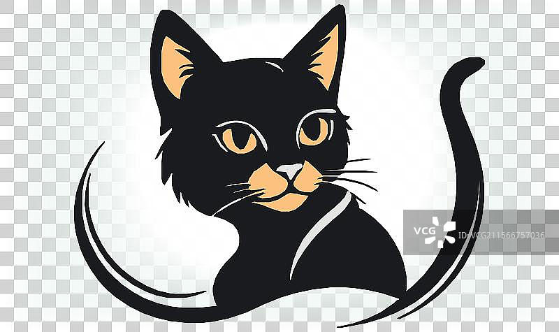 猫的剪影图标和标志，适合所有猫爱好者图片素材