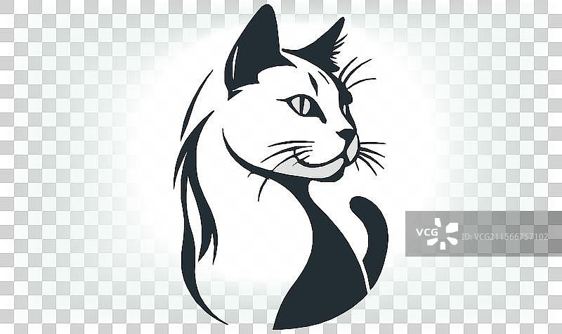猫的剪影图标和标志，适合所有猫爱好者图片素材