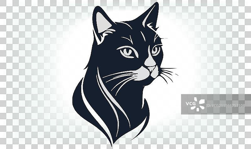 猫的剪影图标和标志，适合所有猫爱好者图片素材