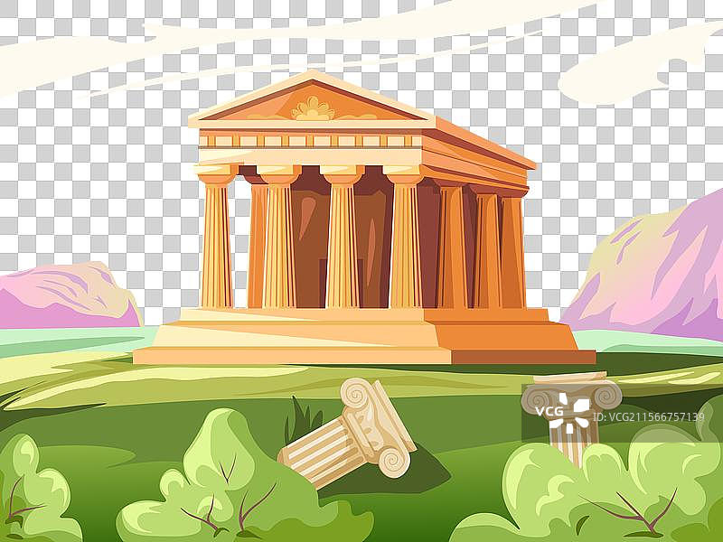 古罗马神庙，希腊帕台农神庙或古董图片素材