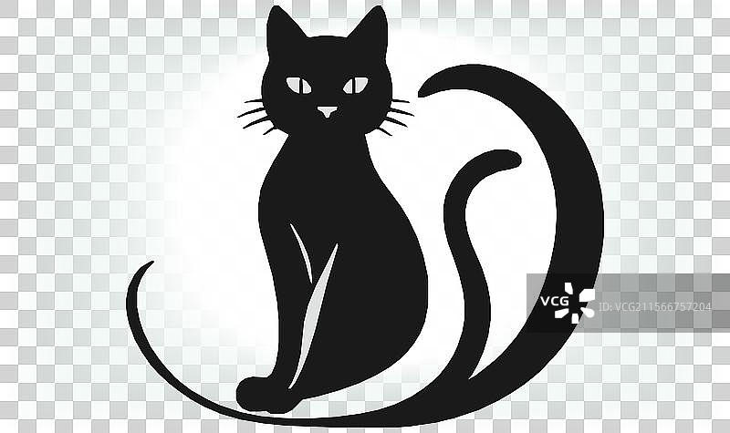 猫的剪影图标和标志，适合所有猫爱好者图片素材