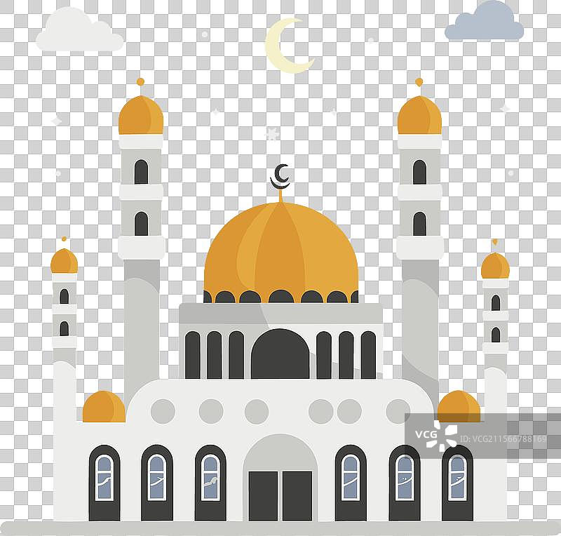 平坦的伊斯兰清真寺建筑图片素材