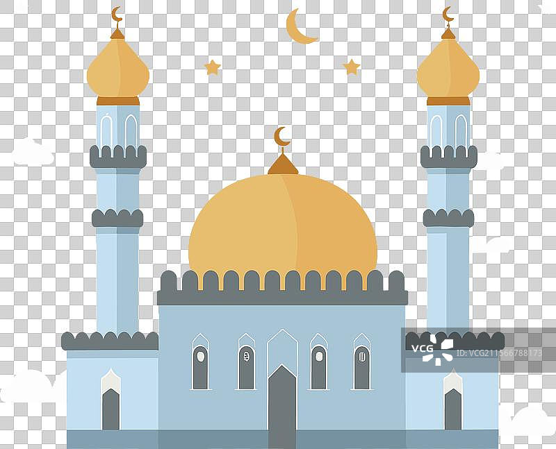 平坦的伊斯兰清真寺建筑图片素材