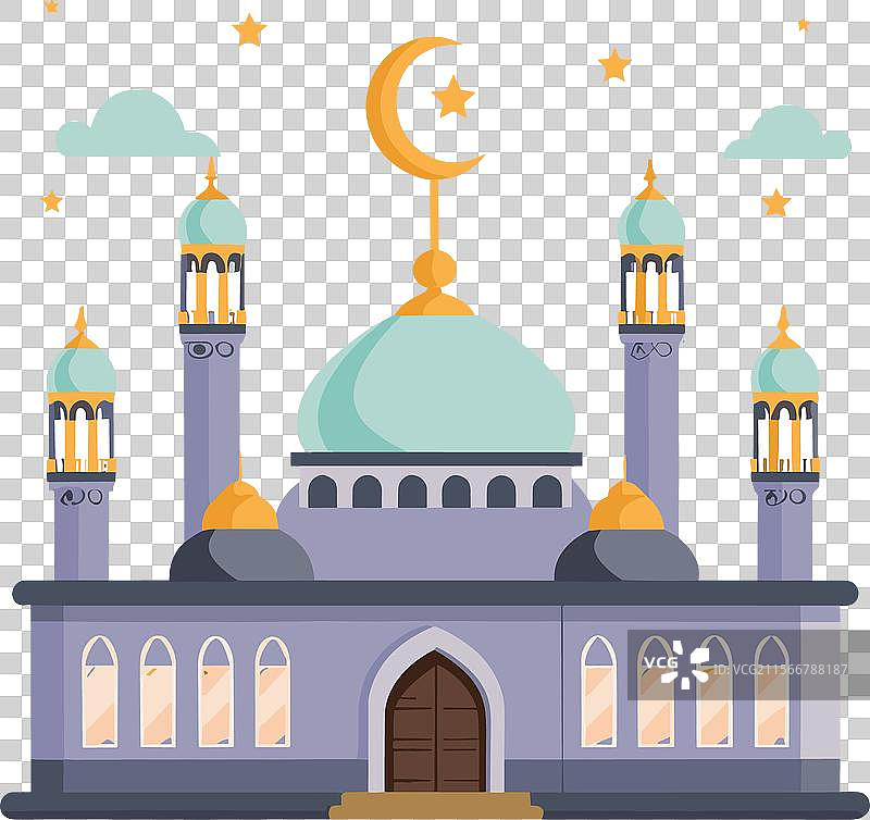 平坦的伊斯兰清真寺建筑图片素材