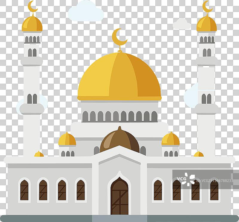 平坦的伊斯兰清真寺建筑图片素材