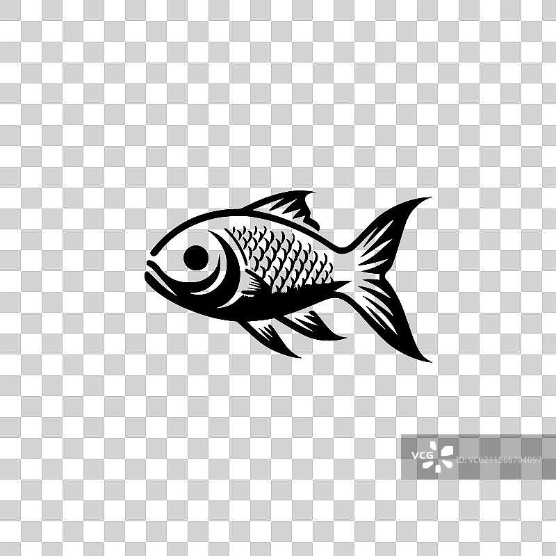 鱼 - 黑白孤立图标图片素材